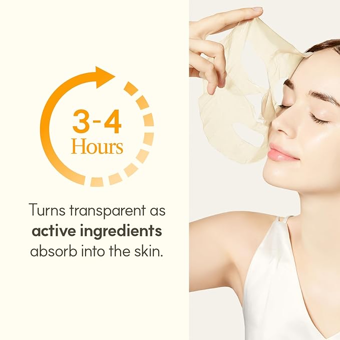 THE FACE SHOP Vita-Toning Vegan Collagen Face Mask, Korean Glass Skin Essential, Hydrogel Mask for Moisturizing & Skin Elasticity, Improves Uneven Tone, 4EA - Bloomnest