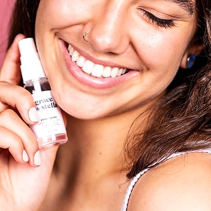 grace & stella Award Winning Rose Water Spray for Face with Glycerin & Aloe Vera - Travel Size (30ml) - Rosewater Face Mist for All Skin Types - Hydrating, Calming, Rejuvenating Facial Toner - Vegan - Bloomnest
