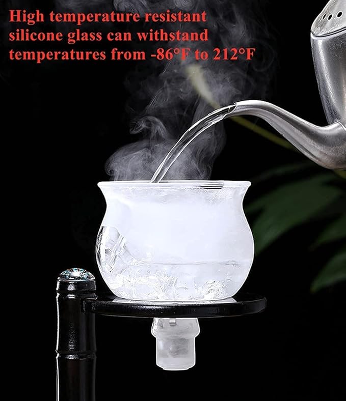 Lazy Kungfu Glass Tea Set Semi Automatic Drip Rotating with Infuser Glass Teapot Set