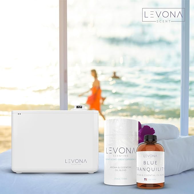 Levona Scent Essential Oil - Fresh Aroma for Home, Office, Hotel & Spa, Perfect in Humidifiers and Diffusers, Luxury Fragrance, with Coastal Breeze & Citrus Notes - 700ml/ 23 fl oz, Blue Tranquility LEVONASCENT