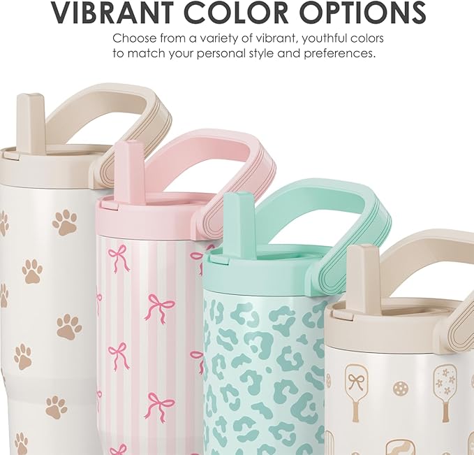 SANDJEST Paw Prints Stainless Steel Straw Lid Tumbler 30oz with Carry Handle for Women Girls Pet Lover Dog Mom Cat Mom, Insulated Travel Coffee Cup, Gift for Sports Workout Christmas Birthday - Bloomnest