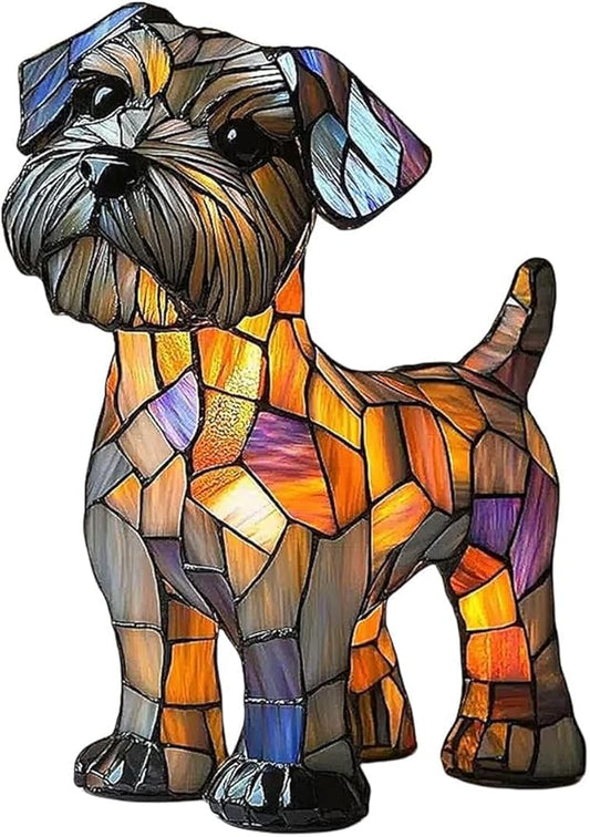 Atlodas Schnauzer Lamp, Dogs Stained Resin Tabletop Night Light, Dog Series Art Night Light, Dog Stained Glass Lamp, 3D Cute Pet Themed LED Table Lamps, Gift for Lovers (#09) - Bloomnest