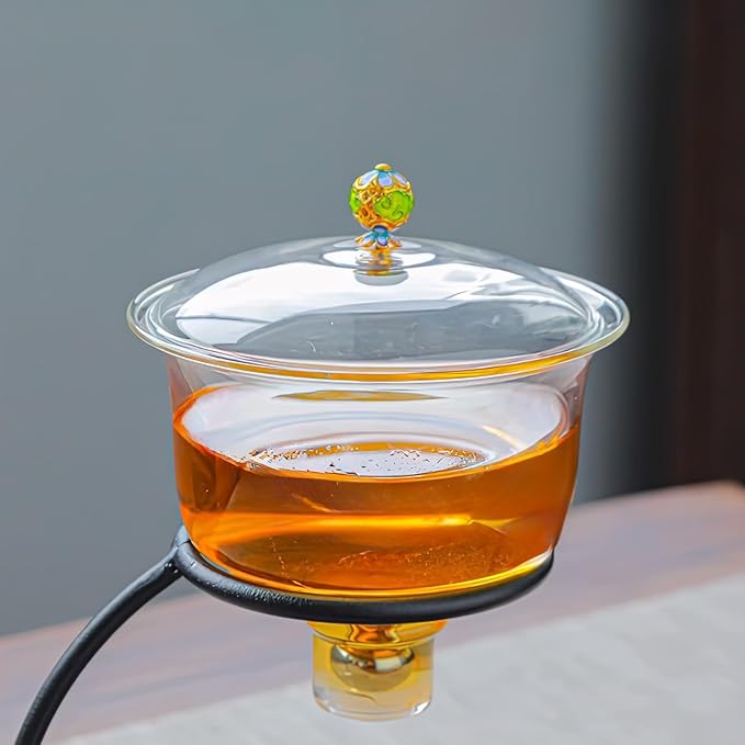 Lazy Kungfu Semi-Automatic Drip Teapot with Infuser, Magnetic Rotating Cover, Heat Resistant Tea Set for Home/Office