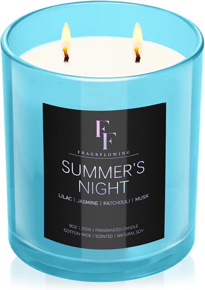 Summer's Night Scented Candle, 2-Wick Luxury Soy Wax Candle, 9 oz Aromatherapy Candle Home Fragrance Candles Gift - Bloomnest