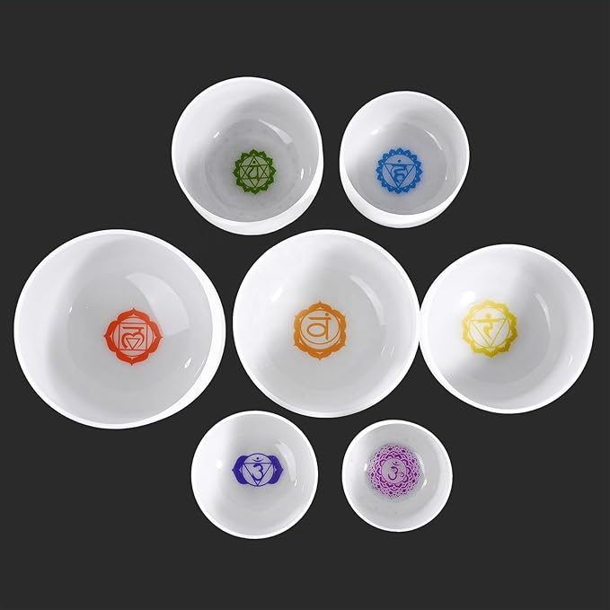 Hye-eun Crystal Singing Bowls Chakra Set of 7, 432hz 7-12 Inch Quartz Sound Bowls Meditation Set with Carrying Case for Yoga Sound Healing - Bloomnest