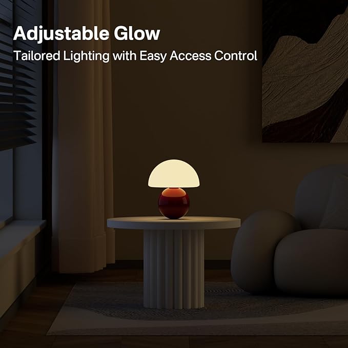 Mushroom Lamp Table Lamp for Bedroom,Desk Bedside Small Lamps for Living Room Night Stands,Mushroom Decor Cute Mini Modern Mid Century Lamps,Unique Aesthetic Home Decor(Christmas Red) - Bloomnest