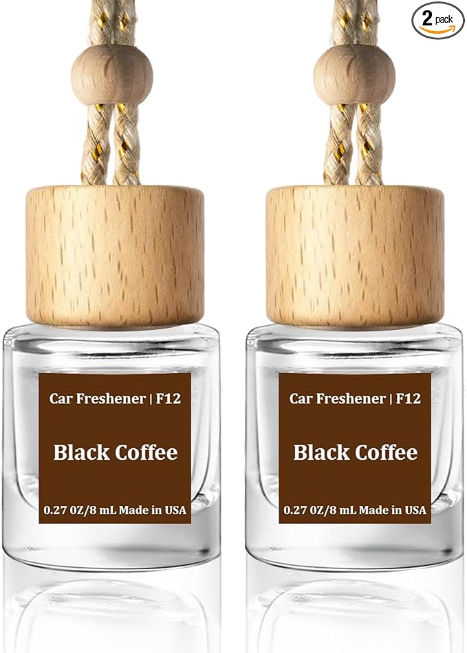 C Classy Car Air Freshener Hanging 2 Pack,Black Coffee Essential Oil Diffuser for Cars, Cute Car Accessories, Long-Lasting Fragrance, C ar Fresheners for Women & Men Gift, Made in USA - Bloomnest