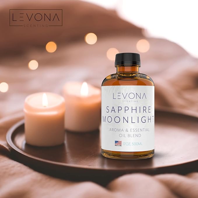 Levona Scent Essential Oil - Fresh Aroma for Home, Office, Hotel & Spa, Perfect in Humidifiers and Diffusers, Luxury Fragrance, with Lemon & Aqua Marine Notes - 500ml/ 17 fl oz, Sapphire Moonlight LEVONASCENT