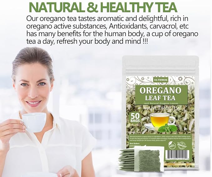 Premium 50 Oregano Tea Bags, Made with 100% Natural Oregano Leaves, No Additives & Caffeine Free. - Bloomnest