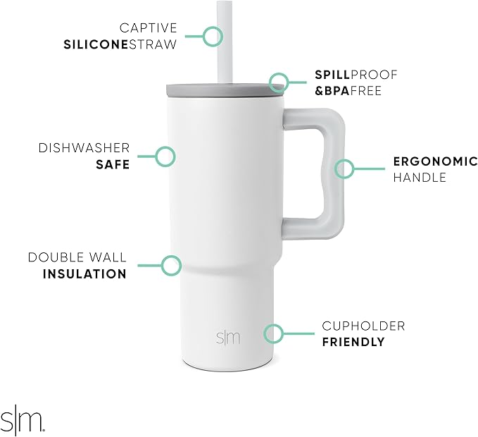 Simple Modern Kids 24 oz Tumbler with Handle and Silicone Straw Lid | Spill Proof and Leak Resistant | Reusable Stainless Steel Bottle | Gift for Kids Boys Girls | Trek Collection | Cool Gray Mix - Bloomnest