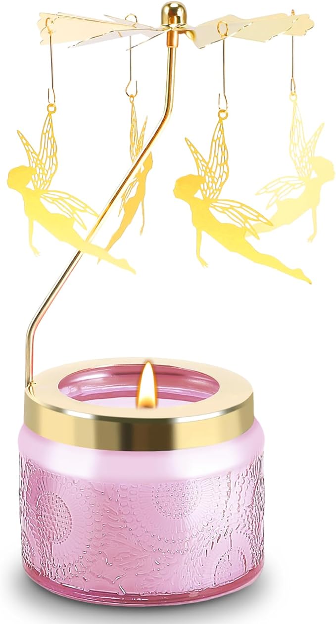Rotatable Candle, Birthday Gifts for Women, Vanilla Cream Scented Candles Anniversary Christmas Thanksgiving, Unique Butterfly Gifts Best Girl, Friends,Mom, Pink - Bloomnest