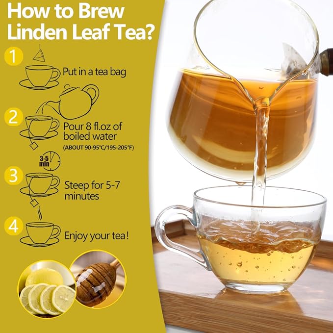 Premium 100 Linden Tea Bags, Made with 100% Natural Linden Tilo Leaves & Flowers, Support Respiratory & Boost Immune System, Caffeine Free. - Bloomnest