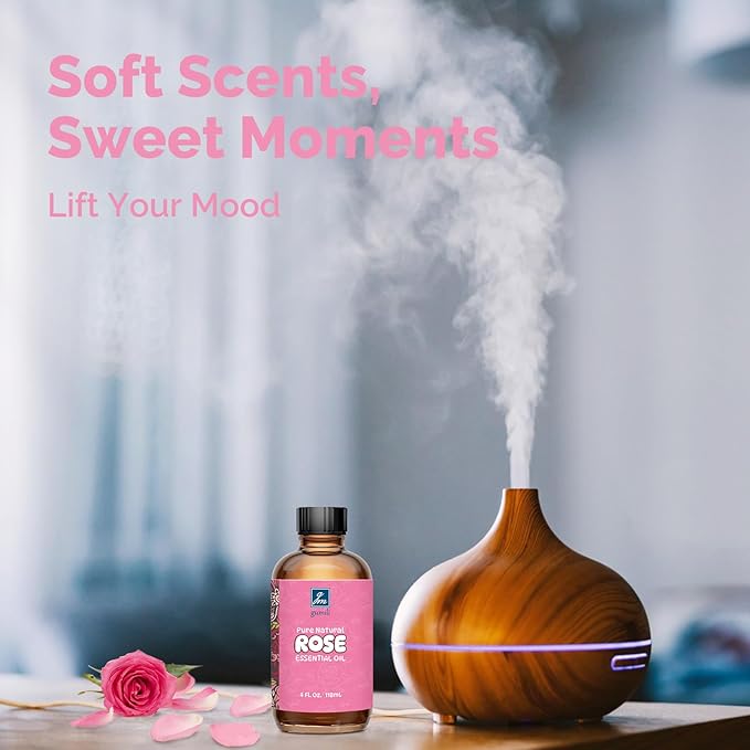 Rose Essential Oil 4 Oz, 100% Pure Natural Rose Oil for Diffuser, Skin, Hair, Body, Face Care, Perfume DIY - Bloomnest
