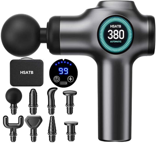 Massage Gun Deep Tissue, Muscle Massager, Handheld Electric Muscle Massager, Percussion Massage Gun, Massage with 99 Speeds and 8 Heads, Back, Leg, Shoulder and Body (Grey) - Bloomnest