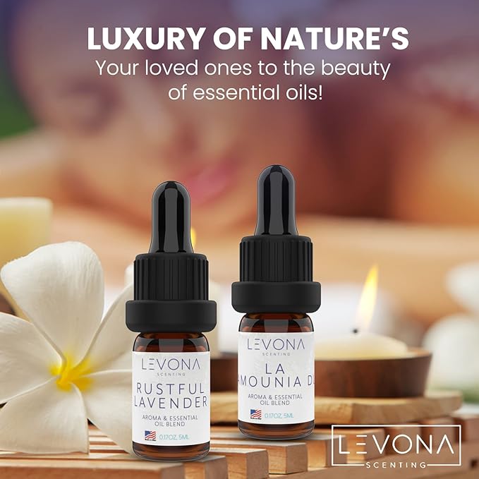 Levona Scent Essential Oils Set - Home Luxury Scents for Diffusers & Humidifiers, Ideal for Home Fragrance, Air Freshening, & Odor Elimination, Aromatherapy Gift Pack, Made in USA - 5 ml, Pack of 12 - Bloomnest
