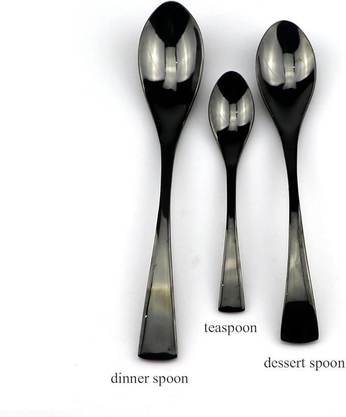 JASHII 18/10 Stainless Steel 20 Piece Mirror Polished Black Flatware Set,Dinner Knife Fork Salad Fork Coffee Spoon，Service for 4 ，Black Utensil Sets - Bloomnest