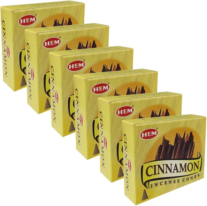 TRUMIRI Incense Cone Holder Bundle with Hem Cinnamon Incense Cones - Pack of 6 (Approx 60 Cones) TRUMIRI