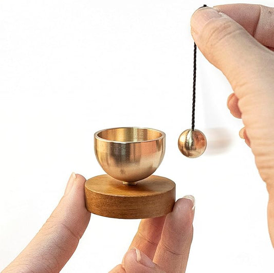 Portable Mini Singing Bowl Set | Beautiful sound and look | Little Tibetan Singing Bowl Set | Easy To Play | Chakra therapy, hand beaten | Creates Beautiful Sound for Healing (Brown-mini) - Bloomnest