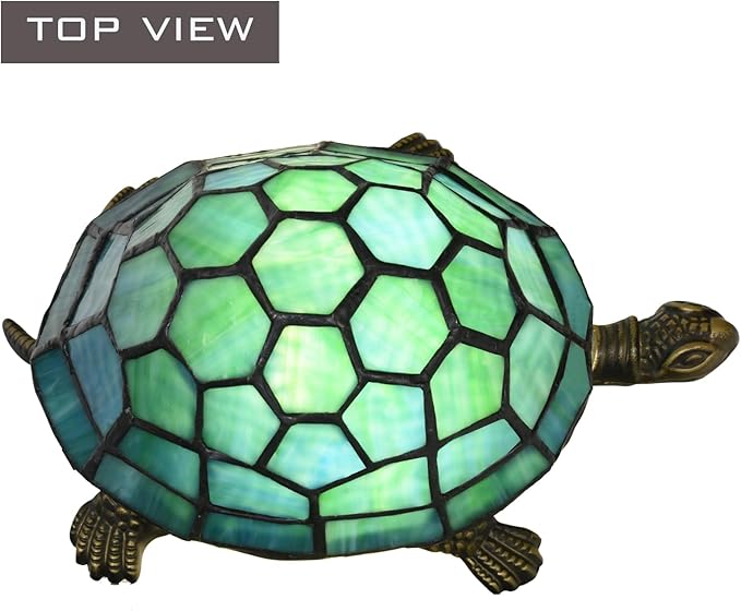 A0019 Turtle Tiffany Style Accent Table Lamp Handmade Stained Glass Animal Night Light for Bedside Livingroom Bedroom Home Decoration - Bloomnest