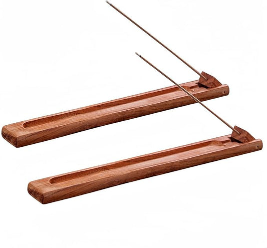 2 Packs Wood Incense Holder for Sticks with Adjustable Angle, Incense Stick Holder with Ash Catcher,Stick Incense Burner,9.8 Inches - Bloomnest