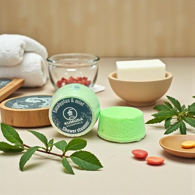 Kumuda Essentials Shower Steamers Pack of 15 Eucalyptus and Mint Aromatherapy Tablets Gift for Women, Birthday, Anniversary (30g Each) - Bloomnest