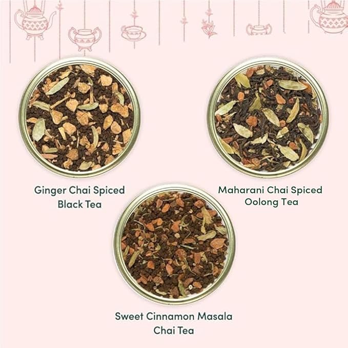 VAHDAM, Oprah's Favorite Tea Gift Sets | 3 Premium Chai Teas in Golden Tin Caddy Gift Box | Exotic Chai Tea Blends | Gluten Free, Non GMO | Gifts for Men And Women - Bloomnest