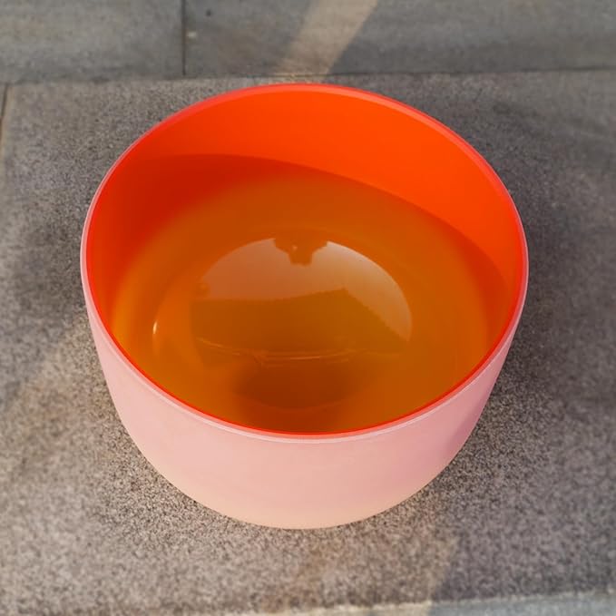 KVKA Rainbow C Note Root Chakra Red-Yellow Colored Frosted Quartz Crystal Singing Bowl 10 inch with Carrying Case - Bloomnest