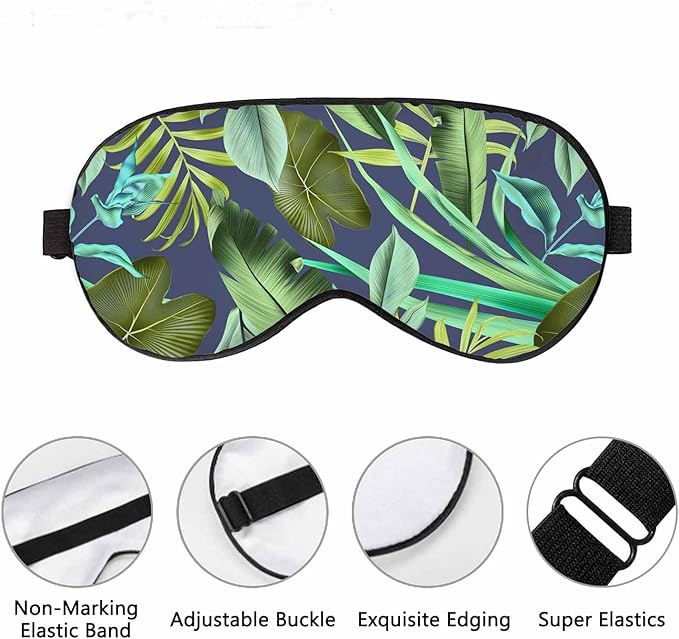 Tropical Leaves Sleep Eye Mask Retro Botanical Sty Men Women Sleep Mask with Adjustable Strap Eye Cover Eye Shade for Travel, Nap,Meditation - Bloomnest