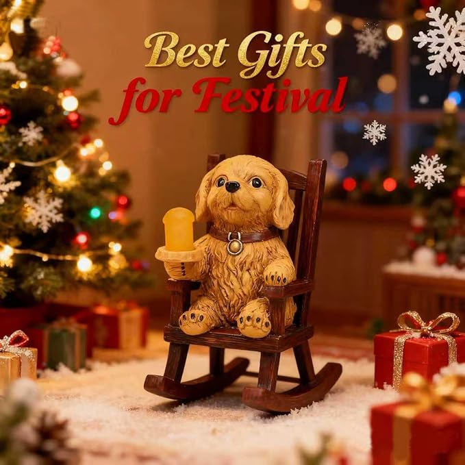 Outdoor Dog Statues Solar Garden Decor : Dog Figurine with Candle Lamp Decor,Unique Garden Art for Porch Patio Balcony Yard Lawn Ornaments - Birthday Christmas Housewarming Gifts for Grandma Mom Women - Bloomnest