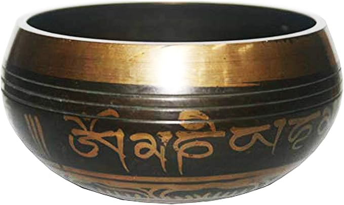 3007 SB 'D' Note Sacral Chakra Antique Tibetan Auspicious Symbol Bowl Set ~ Nepal - Bloomnest