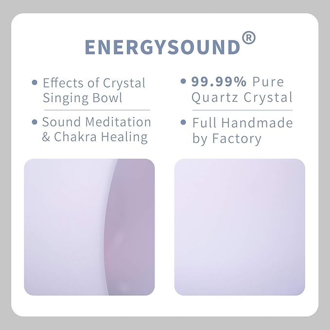 ENERGYSOUND 432Hz Perfect Pitch G Note Throat Chakra Frosted Quartz Crystal Singing Bowl 8 inch mallet and o-ring included - Bloomnest