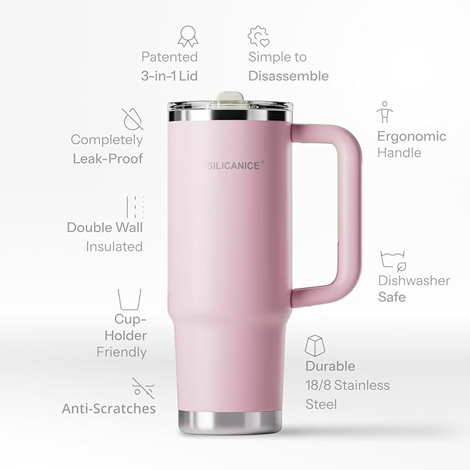 Easy Clean Pro Tumbler - 30 oz Water Bottle with Handle & Quick-Disassemble Flip Straw, Leak Resitance,Double Wall Insulated Stainless Steel, Dishwasher Safe, BPA-Free,Gifts for Women & Men - Bloomnest