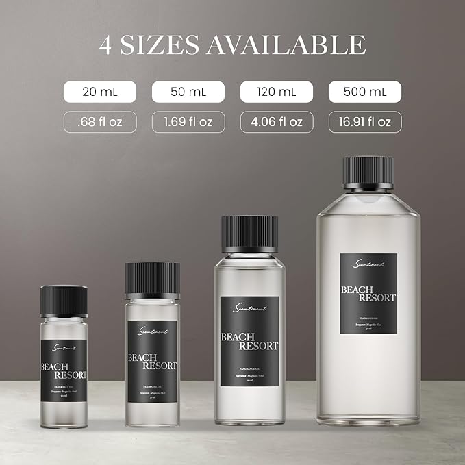 Scentiment Diffuser Oil - Beach Resort | Aromatherapy Fragrance Inspired by 5-Star Hotels | Luxurious Scent with Notes of Bergamot, Ocean, Peony with Amber & Sandalwood (500 mL) Scentiment