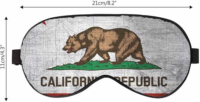 California Sleep Eye Mask Vintage Grunge Bear Flag Men Women Sleep Mask with Adjustable Strap Eye Cover Eye Shade for Travel, Nap,Meditation - Bloomnest