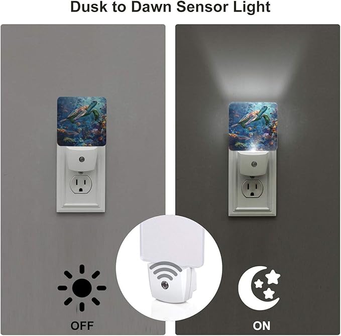 Led Night Light, Sea Turtle Decorative Plug in Nightlights,with Smart Auto Dusk to Dawn Night Light for Bedroom, Kitchen, Nursery, Bathroom - Bloomnest