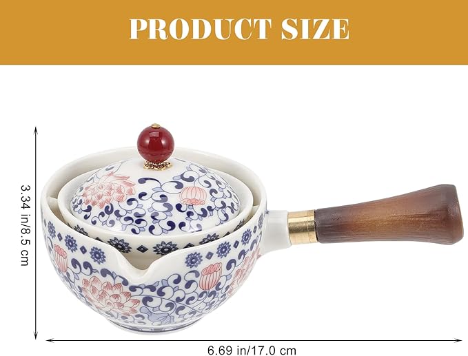 BESPORTBLE Rotatable Chinese Ceramic Teapot with Side Handle Vintage Porcelain Tea Kettle for Home Tea Ceremony with Smooth Surface - Bloomnest