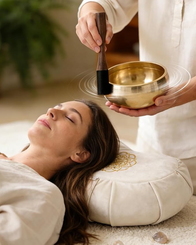 Tibetan Singing Bowls – Hand-Hammered in Nepal, Authentic Meditation Sound Bowls for Yoga, Chakra Healing, Mindfulness & Spiritual Self-Care Gifts for Women HIhealer
