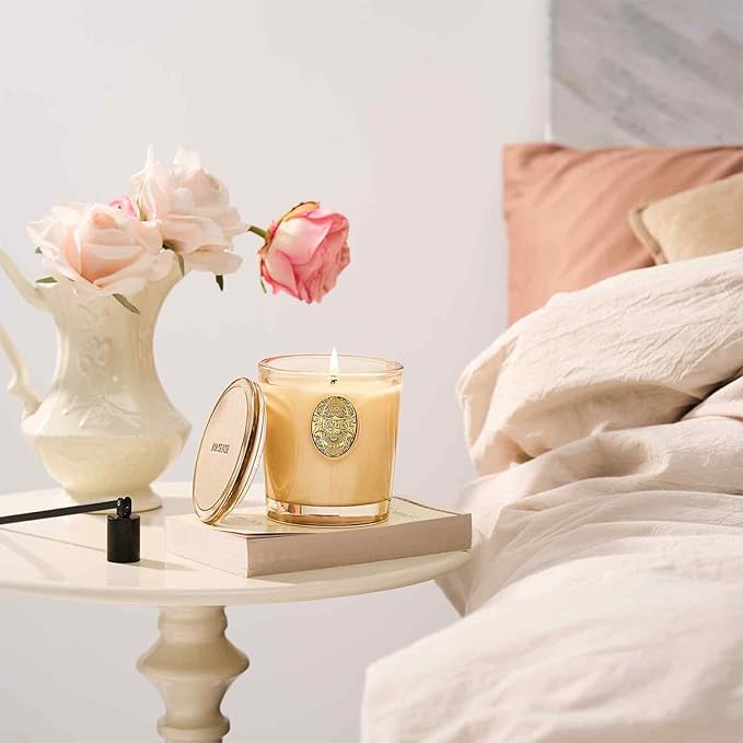 M&SENSE Natural Soy Candle | Banana Leaf & Gold | 9.2 oz, 50H Burn Time | Luxury Scented Candle for Relaxation, Gifting, Home Décor | Ideal for Bedroom, Office, Party Ambiance - Bloomnest