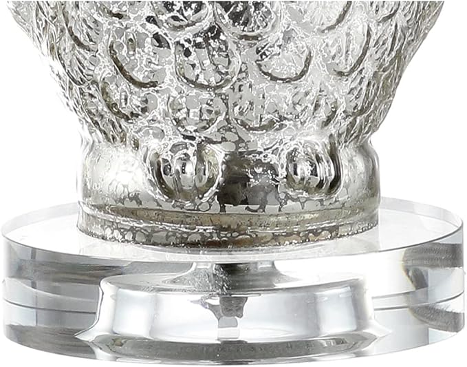 JONATHAN Y JYL4010A Night Owl 19" Glass/Crystal LED Table Lamp Contemporary Transitional Bedside Desk Nightstand Lamp for Bedroom Living Room Office College Bookcase LED Bulb Included, Silver/Ivory - Bloomnest