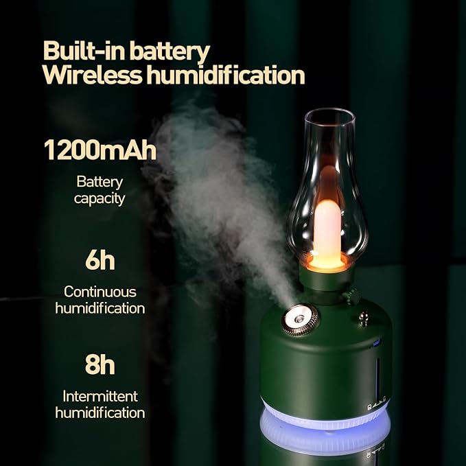 APSARAS USA Essential Oil Diffuser,Vintage Lamp Humidifier,1200mAh Adjustable Brightness Night Light Air Aroma Diffuser Humidifier,Timer & Auto Shut-Off，Gift for Lover,Home,Office,Yoga,Gym280ml - Bloomnest