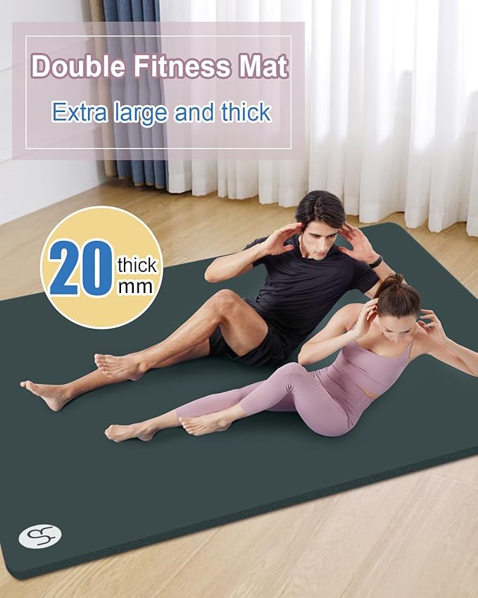 Large Yoga Mat 78"x 51" 20mm/15mm Thick Workout Mats for Home Gym, Extra Wide Workout for Women Men Gym Flooring Exercises - Bloomnest
