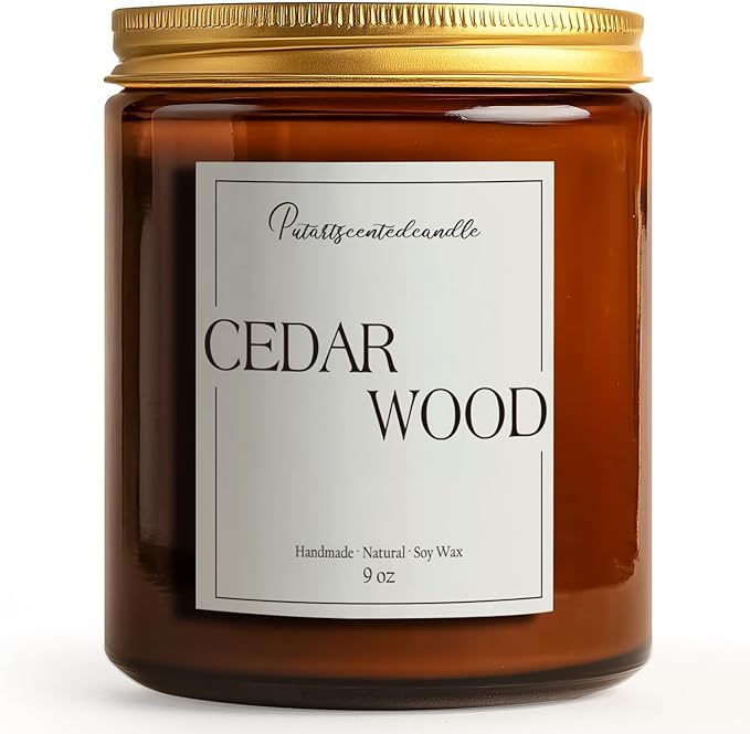 Cedar Wood Candles for Home Scented, Natural Soy Aromatherapy Non Toxic Candles with Long Lasting Fragrance & Clean Burn, Luxury Jar Candle Gifts for Women, Men, Home Decoration 9oz - Bloomnest