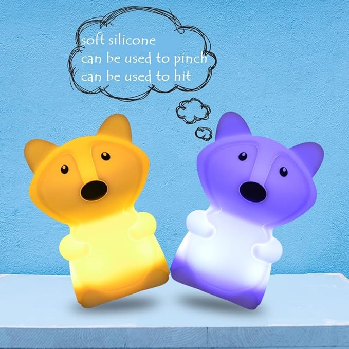 Large Fox Night Lights for Kids, Silicone Night-Light, Bedside lamp, 9 Colors Baby Sleep Light Children's Bed Bedroom Lamp for Toddlers/Boys/Girls/Adults/Bedroom/Outdoor/Camping/Gift - Large - Bloomnest