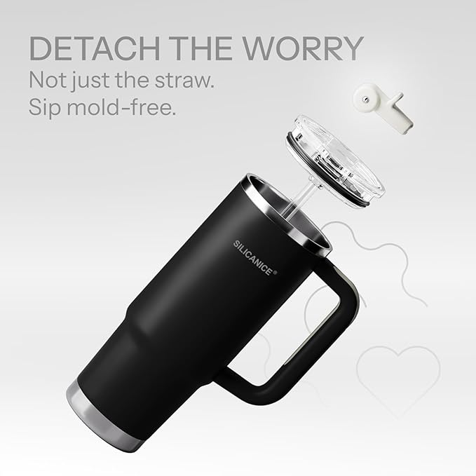Easy Clean Pro Tumbler - 30 oz Water Bottle with Handle & Quick-Disassemble Flip Straw, Leak Resitance,Double Wall Insulated Stainless Steel, Dishwasher Safe, BPA-Free,Gifts for Women & Men - Bloomnest