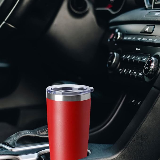 HASLE OUTFITTERS 20oz Tumblers Stainless Steel Mugs with Lid Double Wall Vacuum Insulated Coffee Cups for Cold & Hot Drinks (20oz-Red, 8 Pack) - Bloomnest