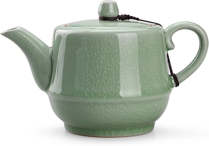 Teapot with Infuser Ceramic Tea Pot with Removable Stainless Steel Fliter for Loose Tea 15.80 OZ/450ml (1-2cups) Teapots for Tea Coffee Milk for Office Home Men Women as Gift(Pink Cyan) - Bloomnest