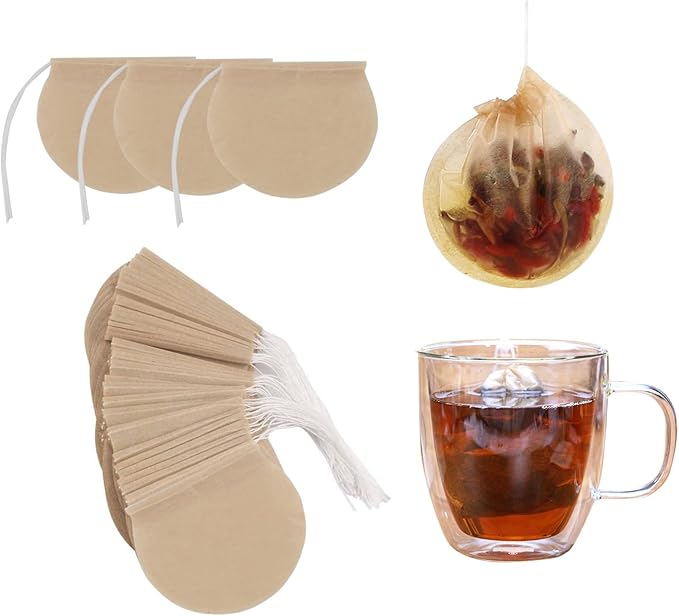 400pcs Tea Bags for Loose Leaf Tea Empty Tea Bags Loose Leaf, Disposable Round Natural Tea Filter Bags, Paper Drawstring Tea Bags Unbleached Tea Coffee Bags, Bath Spice Herbs Brewing Soup Bags - Bloomnest