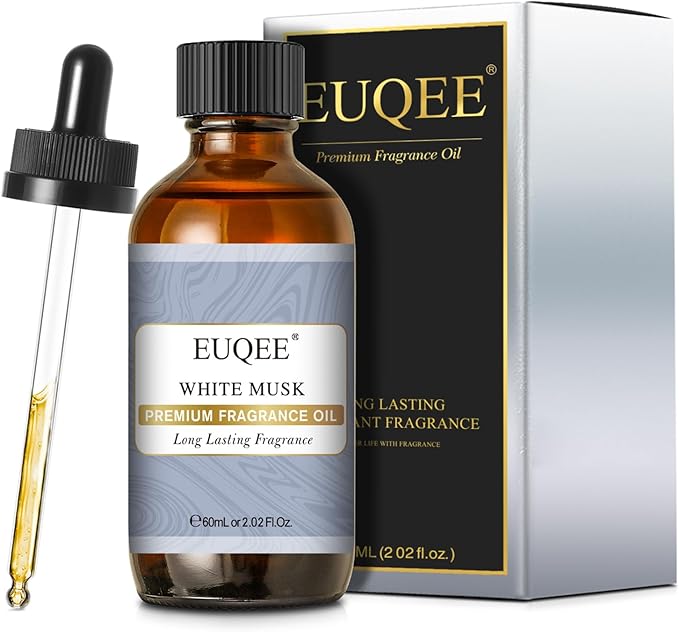 EUQEE White Musk Fragrance Oils for Home Aromatherapy, Premium White Musk Fragrance Oil with Glass Dropper for Diffusers, Candle & Soap Making, Bath Bombs (2.02 Fl oz/60 ml) - Bloomnest