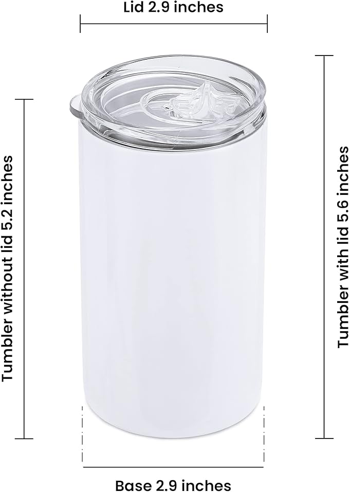 makerflo 14 oz White Skinny Sublimation Blank Tumbler Pack of 25 with Lid and Straw | Craft-Ready for DIY Gifts & Personalization (Sublimation, Epoxy, UV DTF, Vinyl, and Laser Engraving) - Bloomnest