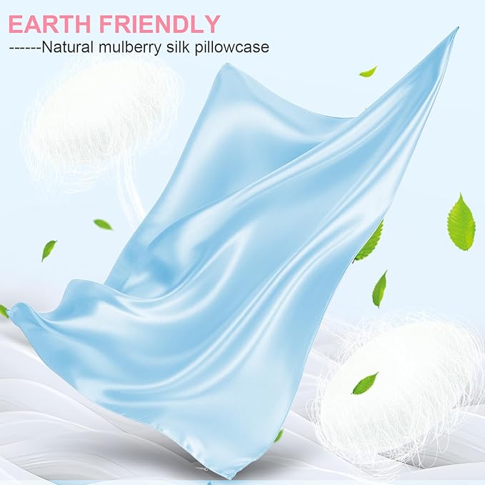 Mulberry Silk Pillow Cases 2 Pack Standard Size 20x26 Inches with Hidden Zipper, Ultra Smooth and Soft Breathable Cooling Silk Satin Pillowcase Set of 2, Better for Hair and Skin, Gifts for Women Men - Bloomnest